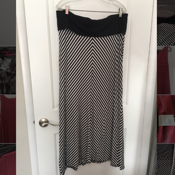 -SOLD- Torrid Black and White Striped Maxi Skirt - Picture 2 of 7